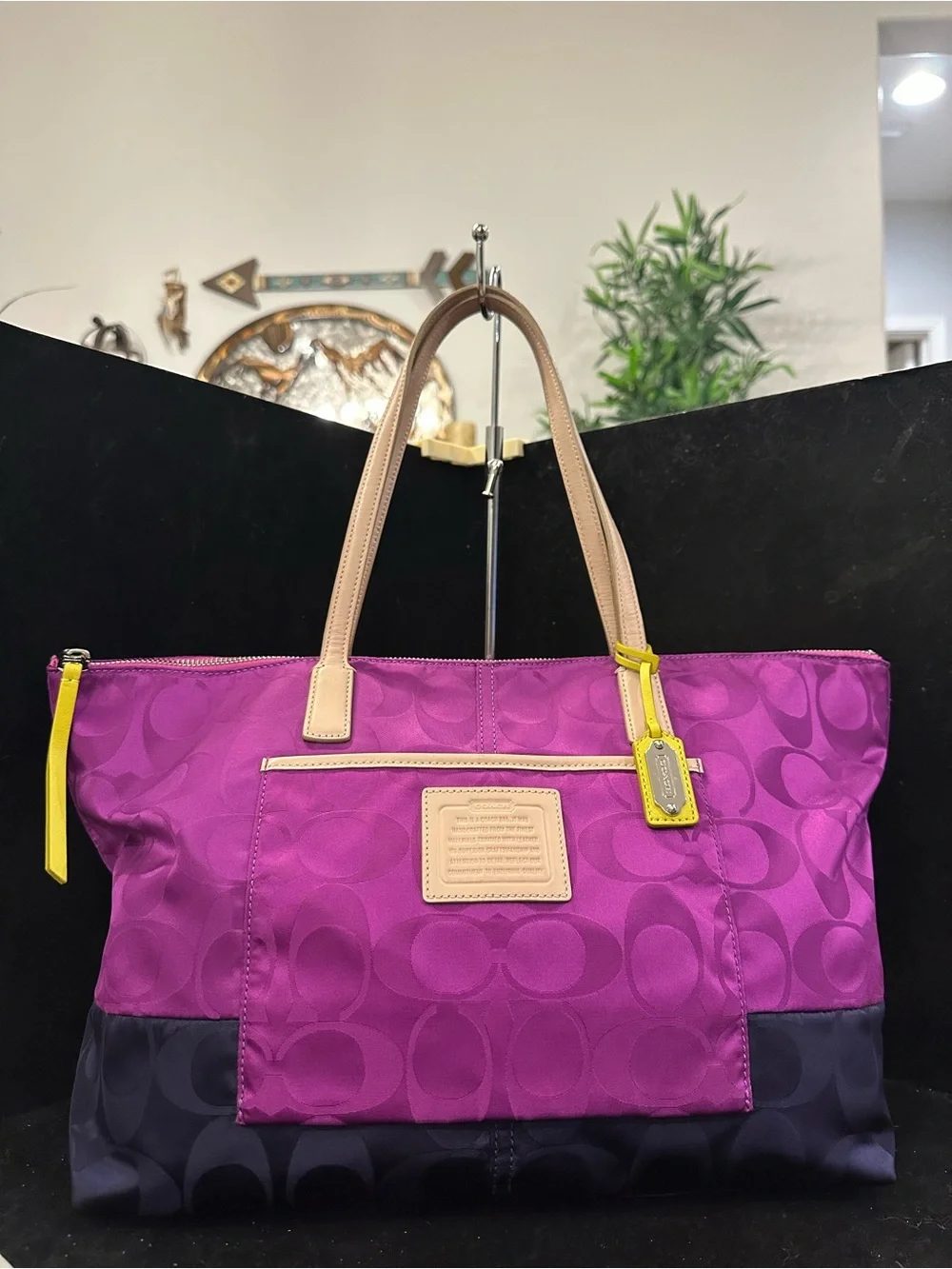 Coach #181 Legacy Weekend Signsture Colorblock Nylon East/West Tote